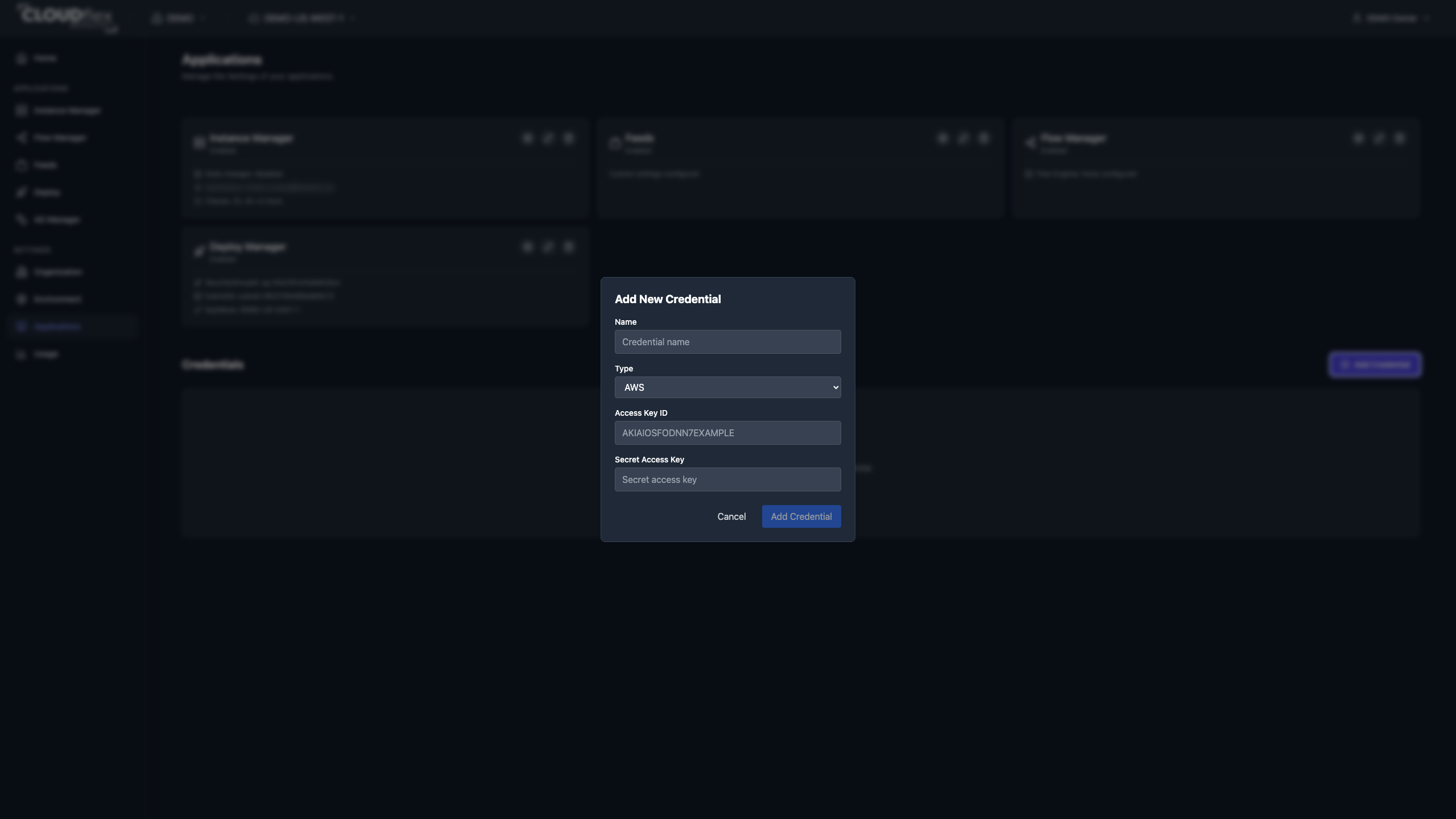 Add a CLOUDflex credential