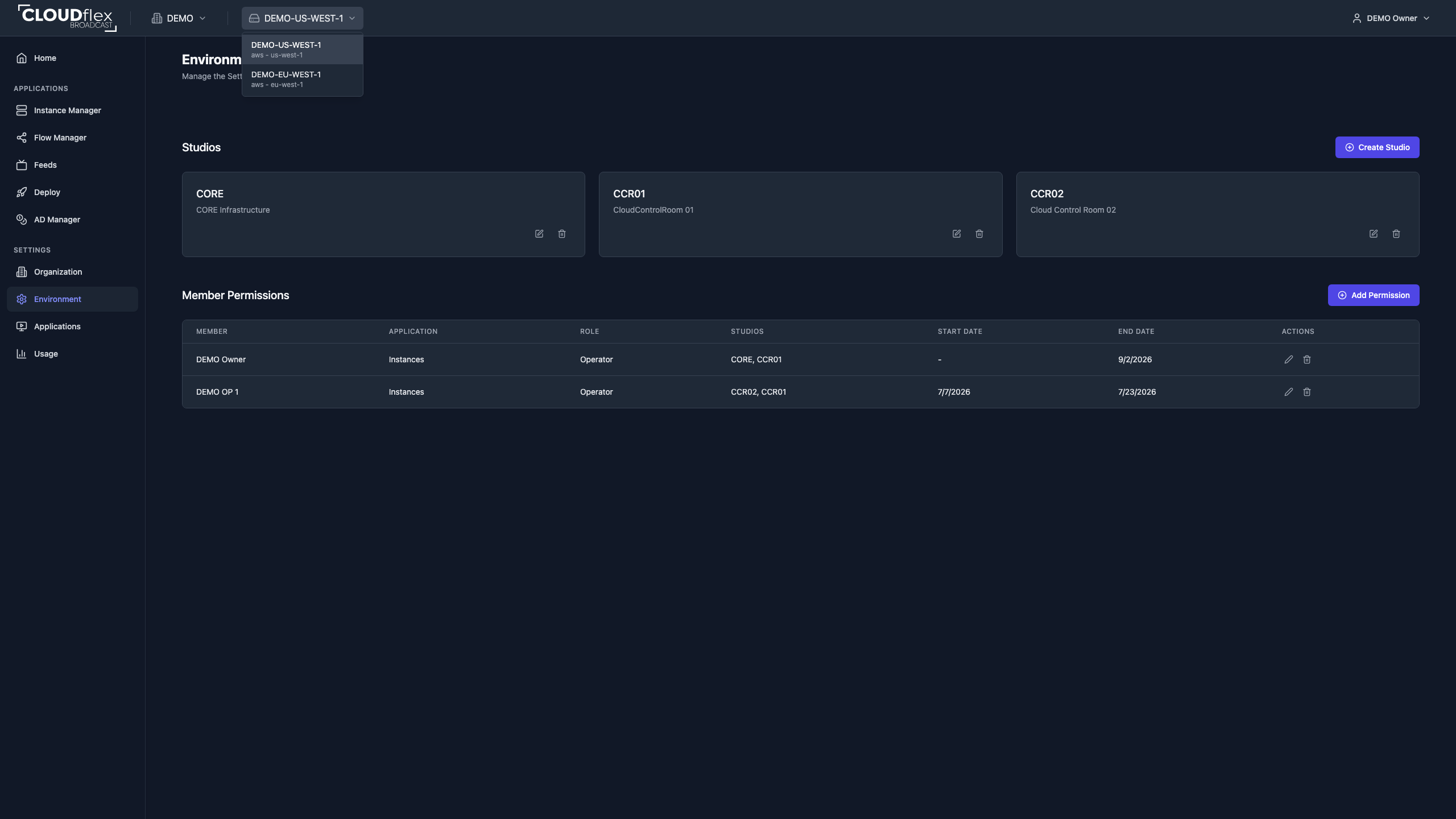 CLOUDflex environment switcher