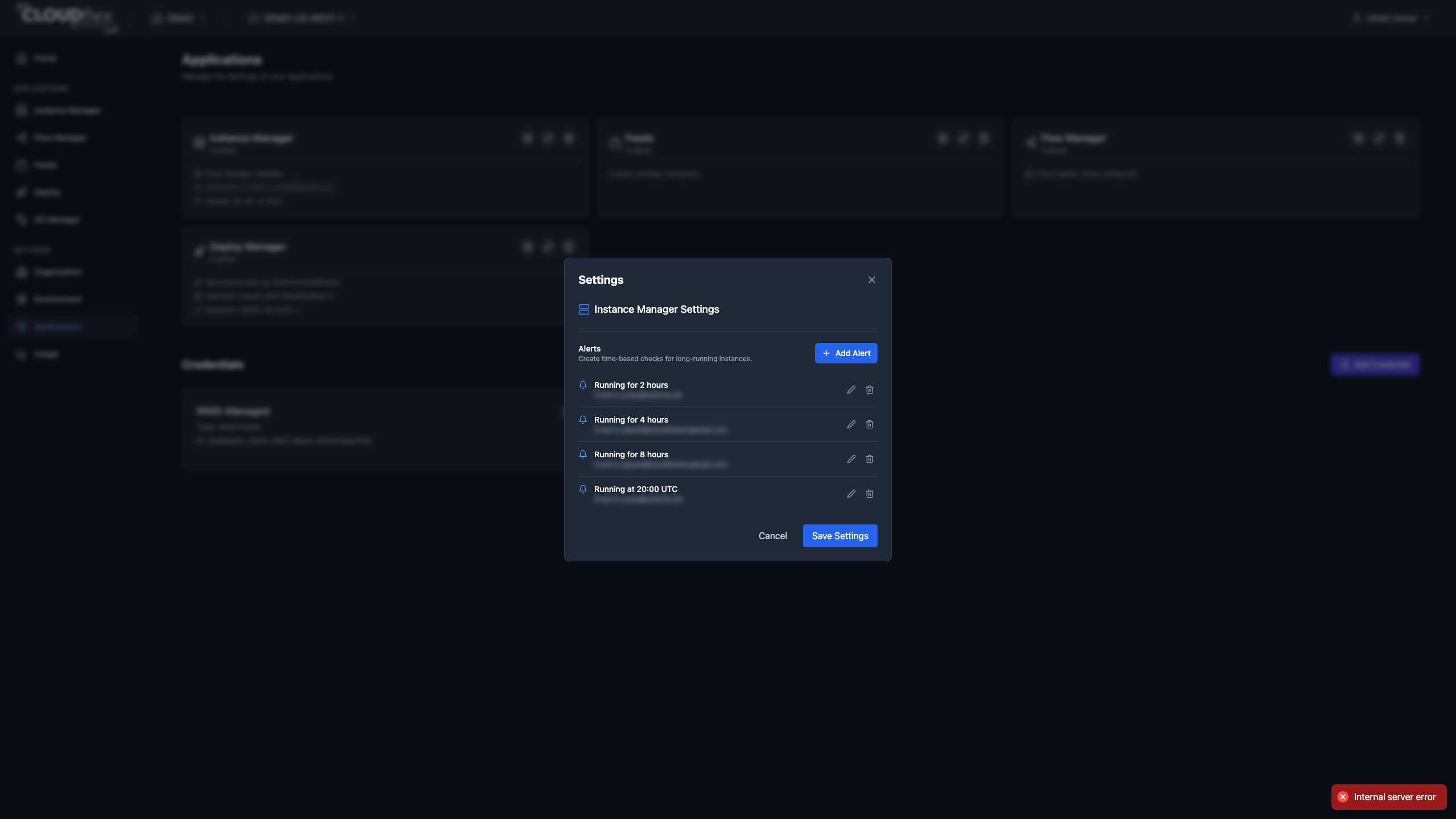 CLOUDflex Instance Manager settings